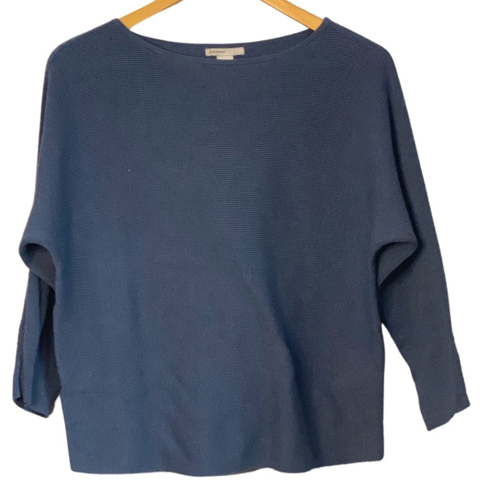 H&M Basics - Blue Boatneck 3/4 Ribbed Sweater